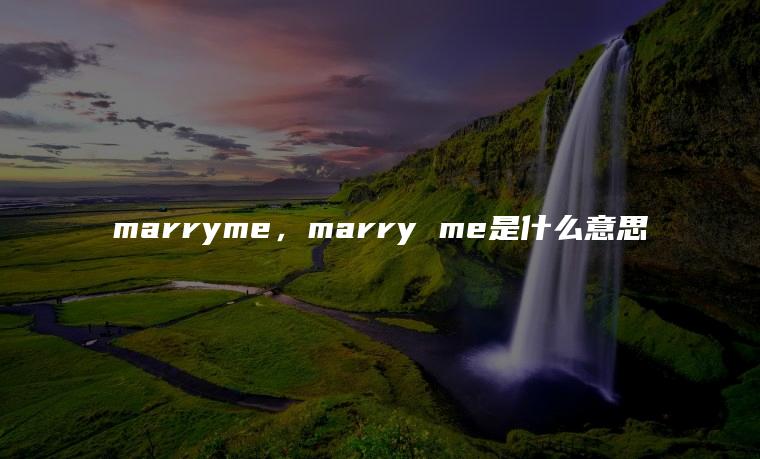 >marryme，marry me是什么意思